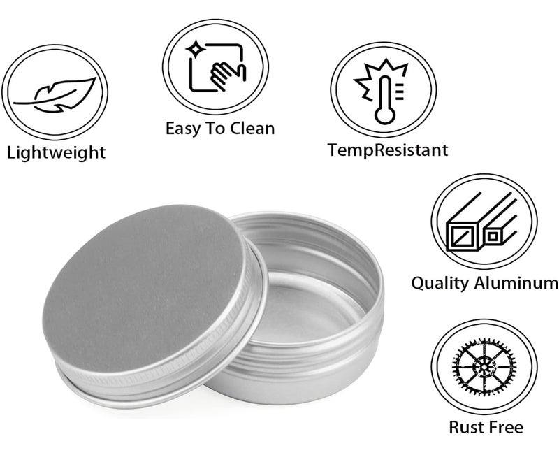 STORE 2508 12 Pcs Small Aluminium Tin Cans, Silver Round Tin Box Containers with Screw Lid, Empty Metal Travel Container Tin Jars for Make Up, Candles, Jewellery 7x2.5 Cm (Silver 12 Pcs) - Image 4