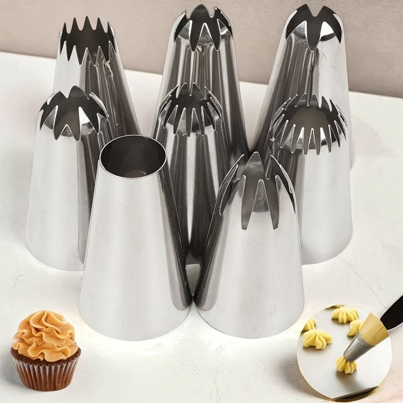 10 Pcs Silvery Medium Piping Tips Set Cake Decorating Toolkit For Baking Creations - Image 1