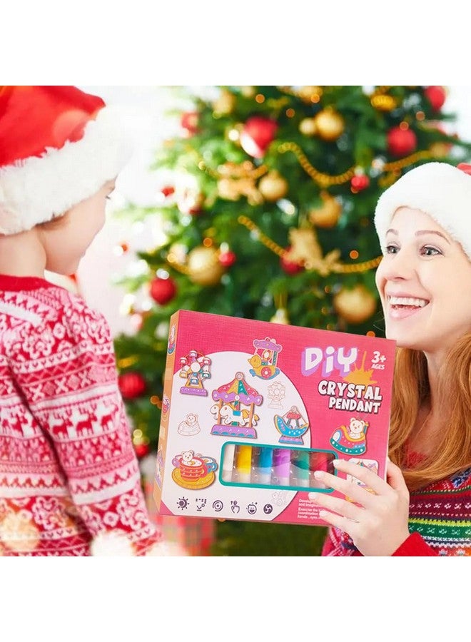 VGRASSP DIY Crystal Paint Art & Craft Set Toy for Kids, Window Art Suncatcher Kit with 6 Color, 6 Pendants, Color Diamonds, 6 Chains, Normal Beads, Picker Tool - Random Design - Image 4