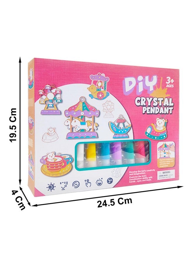 VGRASSP DIY Crystal Paint Art & Craft Set Toy for Kids, Window Art Suncatcher Kit with 6 Color, 6 Pendants, Color Diamonds, 6 Chains, Normal Beads, Picker Tool - Random Design - Image 3