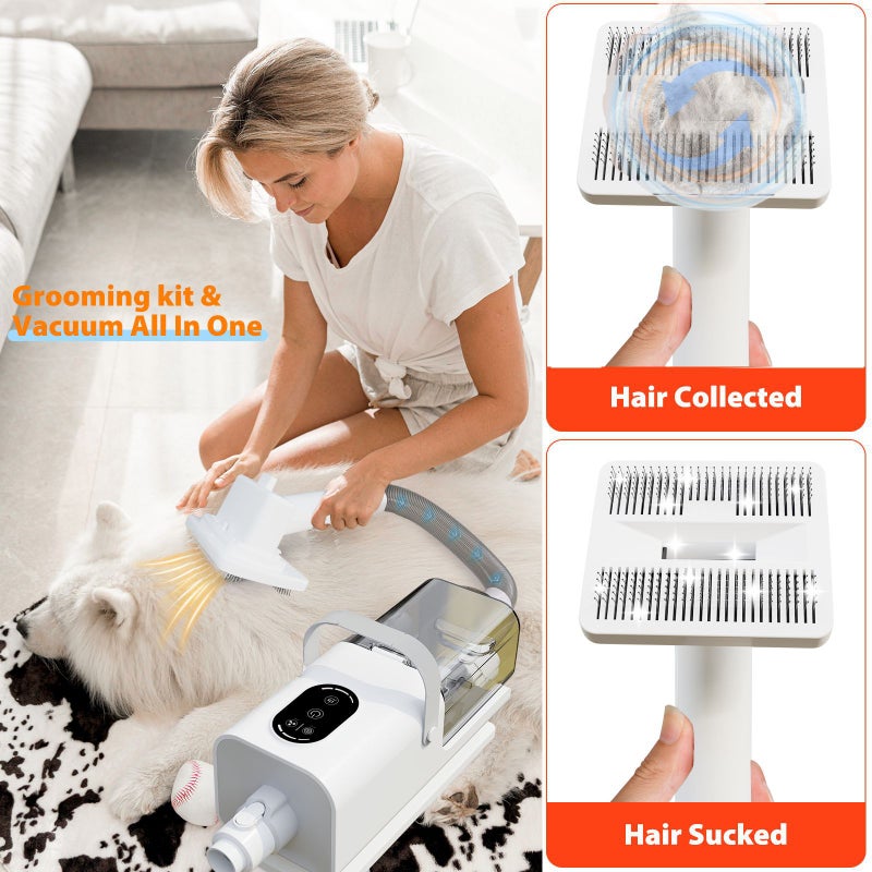X2 8-in-1 Pet Hair Grooming Clipper Built-in Vacuum & Dryer, All-in-one Electric Trimmer, Mess-Free Pet Grooming for Dogs  Cats - Image 2