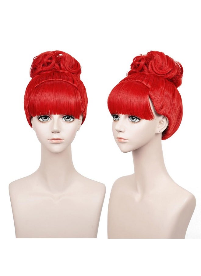 Probeauty Probeauty Red Short Curly Wig for Women Miss Heat Resistant Synthetic Cosplay Wig for Halloween Costume Party (Wig+Buns+Wig Cap)  - Image 1