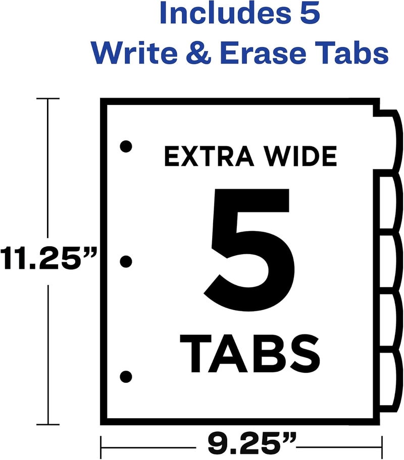 AVERY Write & Erase Big Tab Plastic Dividers, 5-Tab, Letter - Image 3