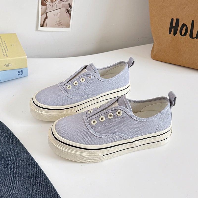Simple Style Solid Color Canvas Shoes 2025 Style Slip-On Low-Top Platform Casual Shoes 6650 - Image 1
