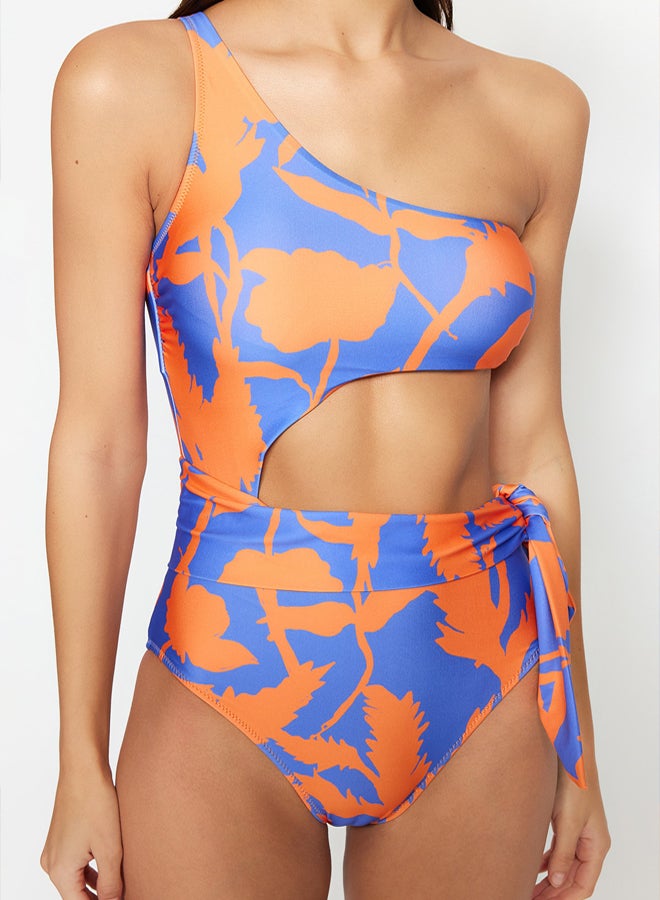trendyol Floral Patterned One Shoulder Cut Out/Window Regular Swimsuit  - Image 3