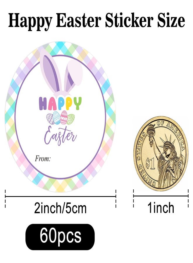 joycraft Happy Easter Stickers, 60pcs Macaron Color Easter Bunny Stickers, Paper Material, Perfect for Gift Wrap, Invitations & Decorations - Image 2