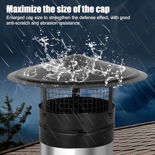 Topfurn 6Inch Chimney Cap67810 Inch Adjustable Stainless Steel Chimney Cap304 Steel Round Rain Cover with Mesh ScreenUniversal Cone Top Roof Cap for WoodOil Stove VentWeatherproof Easy Installation - Image 3