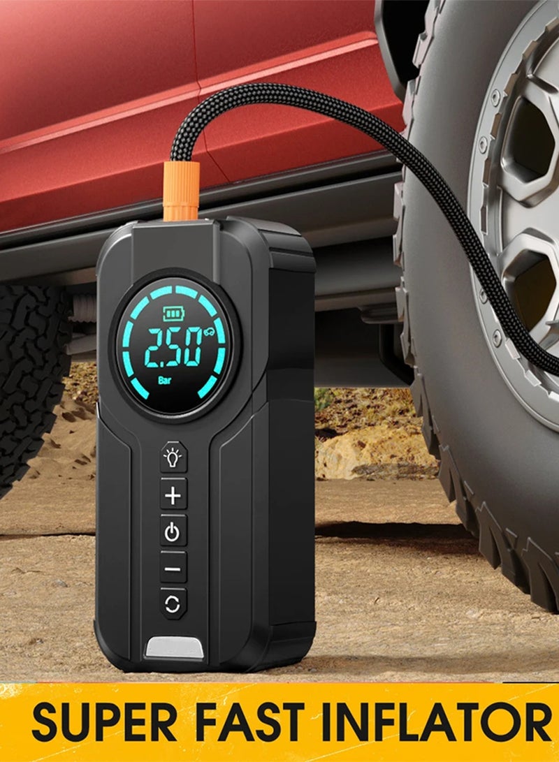 Car Portable Air Compressor 101 to 150PSI Automatic Air Pump Rechargeable Design, Smart Air Pump with 6000mAh Battery and LED Light - Image 3