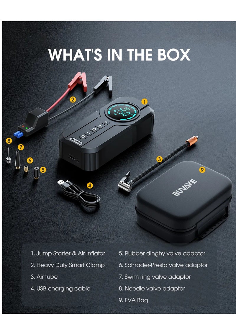 Car Portable Air Compressor 101 to 150PSI Automatic Air Pump Rechargeable Design, Smart Air Pump with 6000mAh Battery and LED Light - Image 5