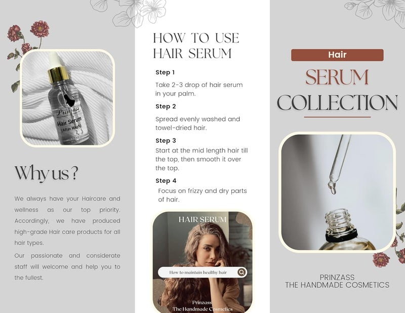 Prinzass The Handmade Cosmetics Prinzass Hair Serum For Women  Men  Contains Argon Oil  Instant Shine  Smoothness  Regular Use Hair Serum For Dry  Wet Hair  Gives Frizz Free Hair  Soft  Silky Touch30Ml  - Image 3