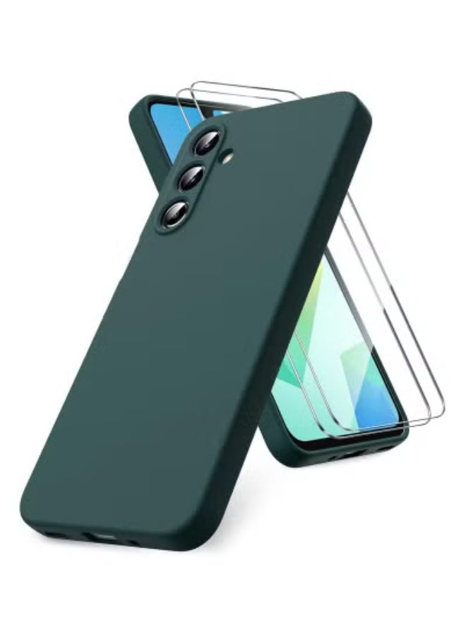 JAJEEK Samsung Galaxy A16 4G/5G Case – Forest Green Soft Liquid Silicone Protective Cover with 2 Tempered Glass Screen Protectors – Shockproof TPU Gel Rubber Case for Full Body Protection – Slim Fit, Anti-Scratch, Anti-Fingerprint Design for Samsung A16 - Image 1