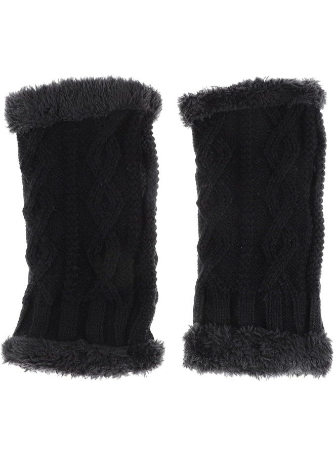 klarako 1 Pair Half- Finger Winter Warm Gloves Lovely Autumn Half- Finger Mitts Knitted Fingerless Mittens Women Winter Thermal Gloves Stretchy Gloves for Cold Weather Black  - Image 1