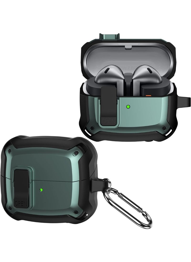 Generic - Case for Samsung Galaxy Buds 3/Buds 3 Pro, Heavy Duty Shockproof Hard PC + Soft TPU Protective Case Full-Body Anti-Scratch Bumper Cover Shell with Secure Lock & Keychain (Green) - Image 1