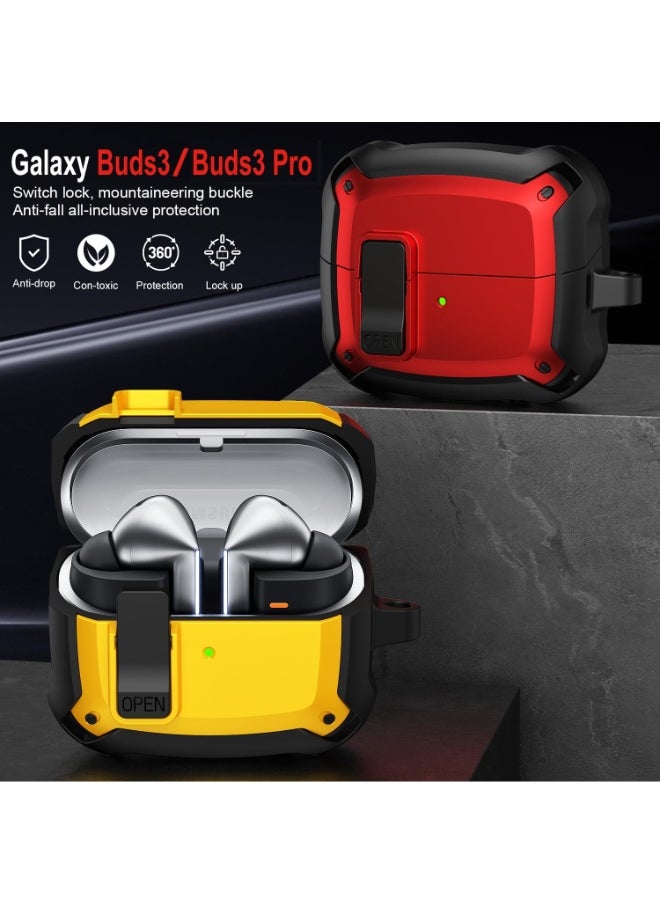 Generic - Case for Samsung Galaxy Buds 3/Buds 3 Pro, Heavy Duty Shockproof Hard PC + Soft TPU Protective Case Full-Body Anti-Scratch Bumper Cover Shell with Secure Lock & Keychain (Green) - Image 1