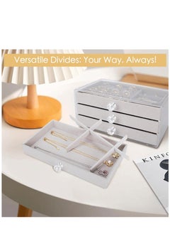 SYOSI Jewelry Box Organizer with 3 Drawers for Women Girls 3-Layer Jewelry Organizer with Dustproof Cover Clear Ladies Jewelry Boxes Jewelry Display Case for Earring Rings Necklaces Bracelets Sunglasses  - Image 3