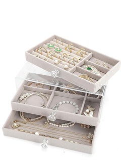 SYOSI Jewelry Box Organizer with 3 Drawers for Women Girls 3-Layer Jewelry Organizer with Dustproof Cover Clear Ladies Jewelry Boxes Jewelry Display Case for Earring Rings Necklaces Bracelets Sunglasses  - Image 5