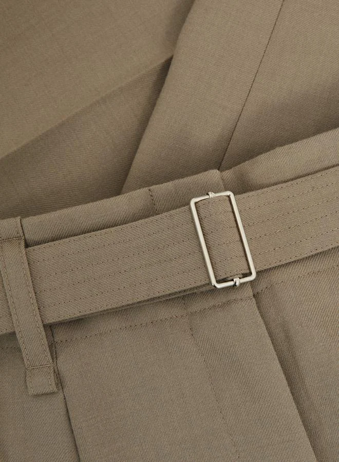 REISS Wool Belted Wide Leg Trouser