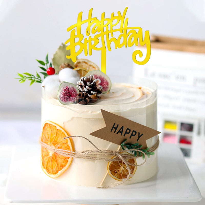 RASSLISA 28PCS الاكريليك عيد ميلاد سعيد كعكة توبر عيد ميلاد كب كيك توبر كعكة اختيار الزينة لحفلة عيد ميلاد كعكة الحلويات المعجنات 4 ألوان 7 أنماط - Image 4