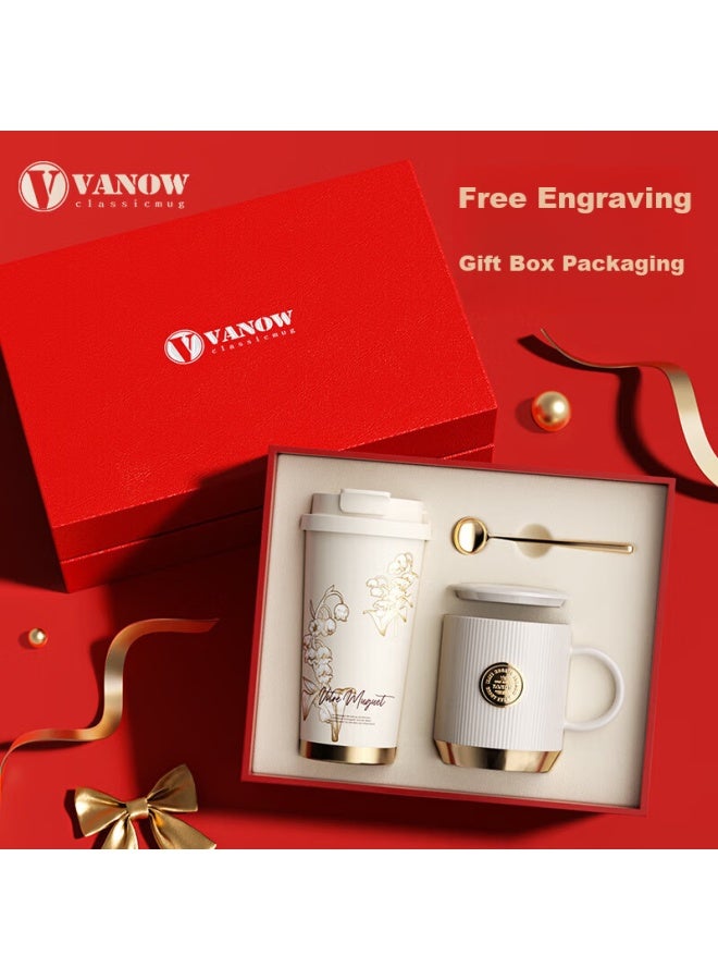 Vanow Lily Of The Valley Insulated Mug, Coffee Cup, High-value Gift For Women On Doctors' Day, Elegant Water Bottle For Men - Image 1