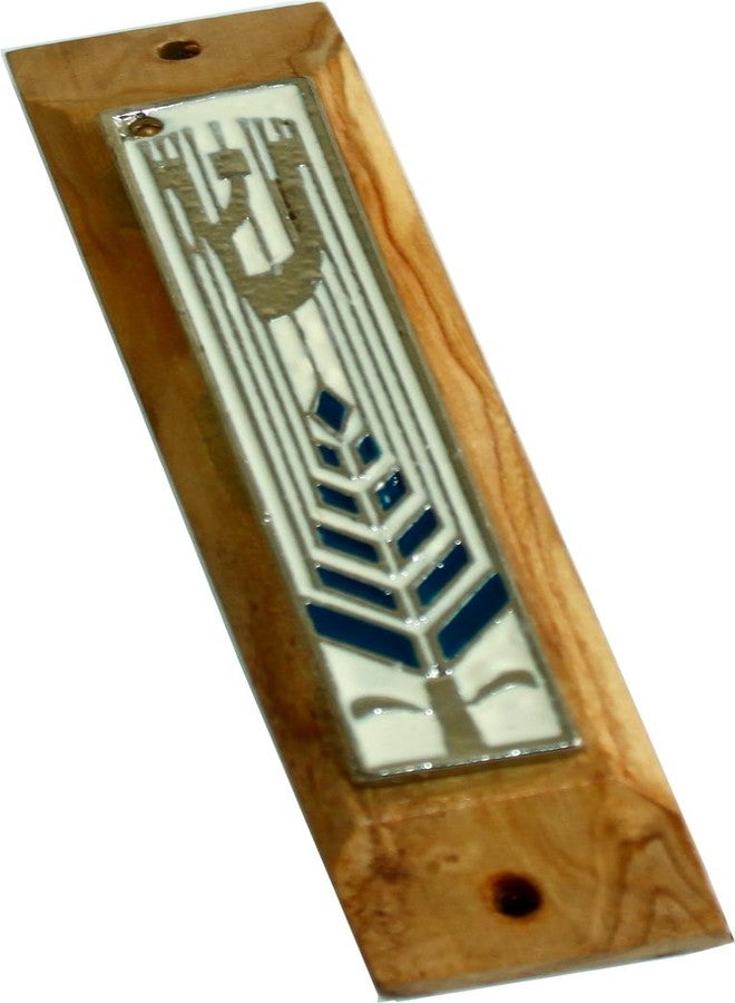 YourHolyLandStore Olive Wood Mezuzah with Shema Israel Scroll - Image 1