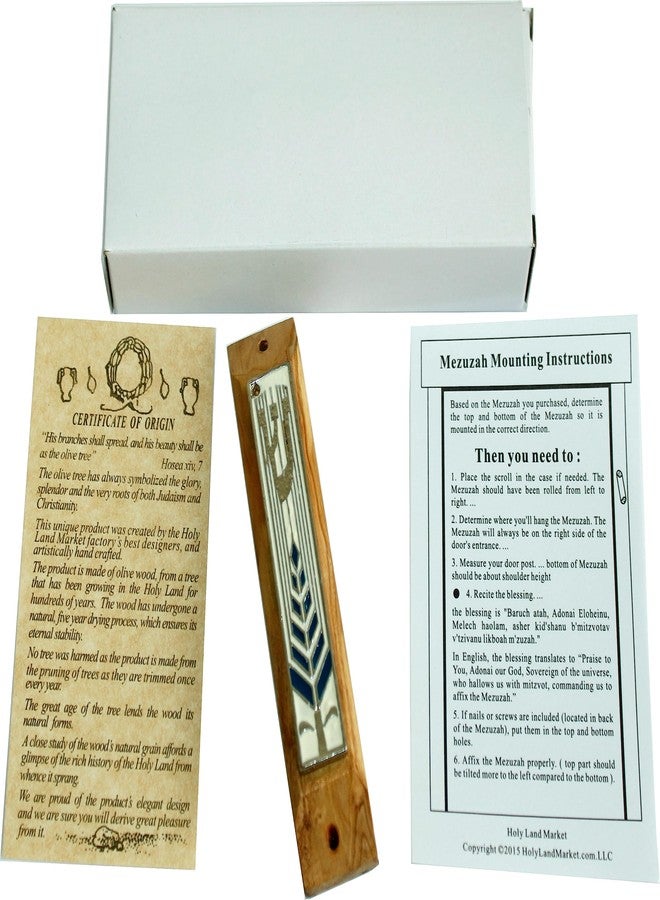 YourHolyLandStore Olive Wood Mezuzah with Shema Israel Scroll - Image 2