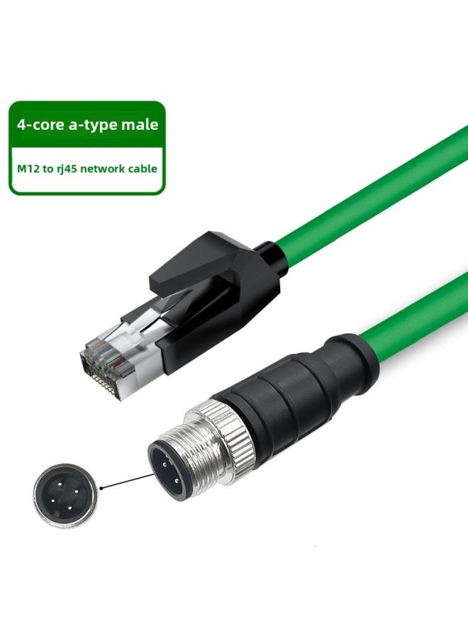 M12 To RJ45 Connector Profinet Industrial Network Cable Bus 4/8 Core Straight ADX Type High Flexibility Double Shield-Color:[straight 4-core A-type Male Head—m12 To Rj45]-Line Length:15 M  - Image 1