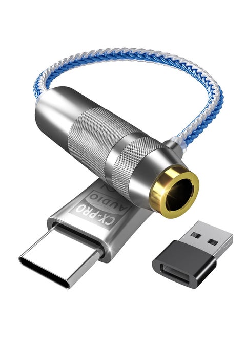 USB C to 3.5mm Audio Adapter Hi-Res Lossless Music CX Pro USB C Headphone Adapter 32bit 384KHz CX31993 DAC Chip Headphone Amp HiFi Headphone Jack Adapter USB C to Headphone Jack for Type C Devices