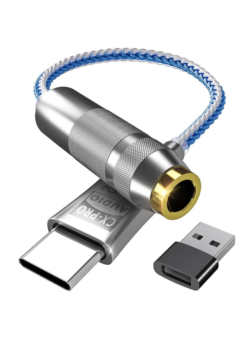 USB C to 3.5mm Audio Adapter Hi-Res Lossless Music CX Pro USB C Headphone Adapter 32bit 384KHz CX31993 DAC Chip Headphone Amp HiFi Headphone Jack Adapter USB C to Headphone Jack for Type C Devices