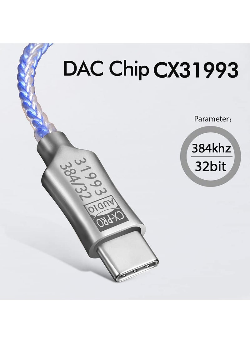 USB C to 3.5mm Audio Adapter Hi-Res Lossless Music CX Pro USB C Headphone Adapter 32bit 384KHz CX31993 DAC Chip Headphone Amp HiFi Headphone Jack Adapter USB C to Headphone Jack for Type C Devices