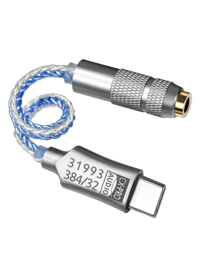 USB C to 3.5mm Audio Adapter Hi-Res Lossless Music CX Pro USB C Headphone Adapter 32bit 384KHz CX31993 DAC Chip Headphone Amp HiFi Headphone Jack Adapter USB C to Headphone Jack for Type C Devices
