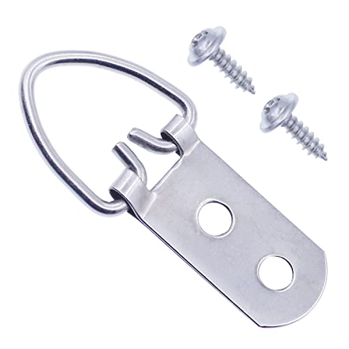GUSSKER Heavy Duty D Ring Picture Hangers with Screws, Large Wide D-Ring Picture Hanging Hardware, 40 Pcs 2 Holes Picture Hooks for Paintings, Mirror, Clock, Decoration, Artwork Picture Frame - Image 1