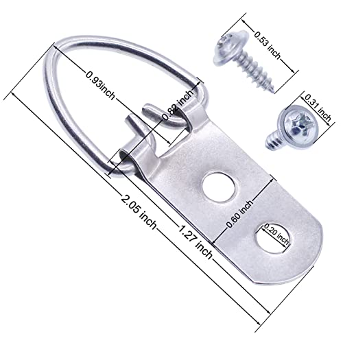 GUSSKER Heavy Duty D Ring Picture Hangers with Screws, Large Wide D-Ring Picture Hanging Hardware, 40 Pcs 2 Holes Picture Hooks for Paintings, Mirror, Clock, Decoration, Artwork Picture Frame - Image 2