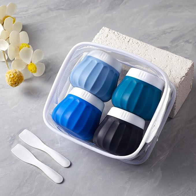 INSFIT Travel Containers for Toiletries Silicone Cream Jars CAA Approved Travel Size Containers BPA Free Leak Proof Travel Accessories with Lid for Cosmetic Lotion Face Cream