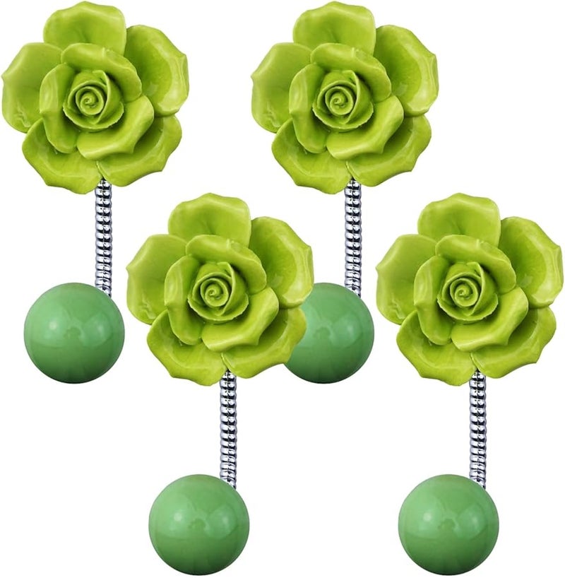 Ceramic Rose Wall Hooks 4 Pcs High Load Capacity For Scarf Towel Robe Coat - Image 1