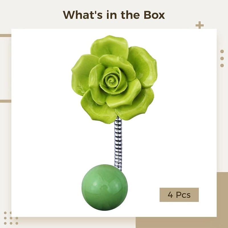 Ceramic Rose Wall Hooks 4 Pcs High Load Capacity For Scarf Towel Robe Coat - Image 4