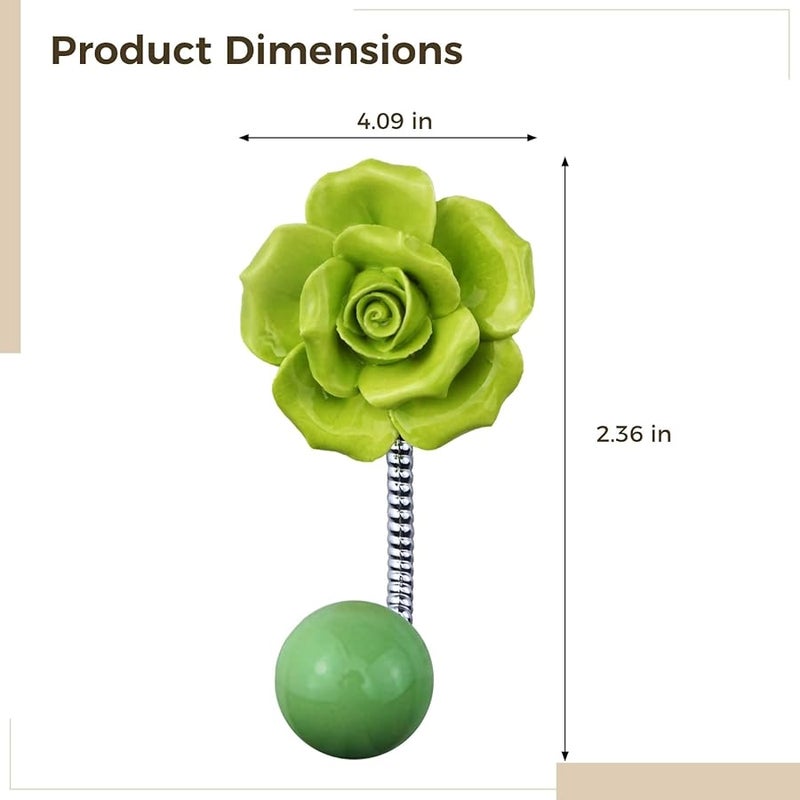 Ceramic Rose Wall Hooks 4 Pcs High Load Capacity For Scarf Towel Robe Coat - Image 3