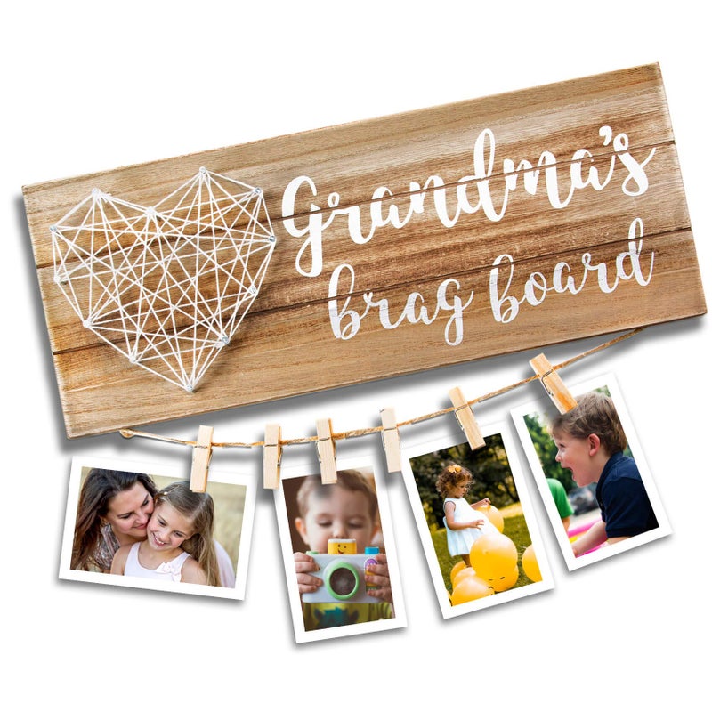 VILIGHT Grandmas Brag Board  Gifts for Grandma from Granddaughter and Grandson  Nana Granny Picture Frame Photo Holder  135x55 Inches