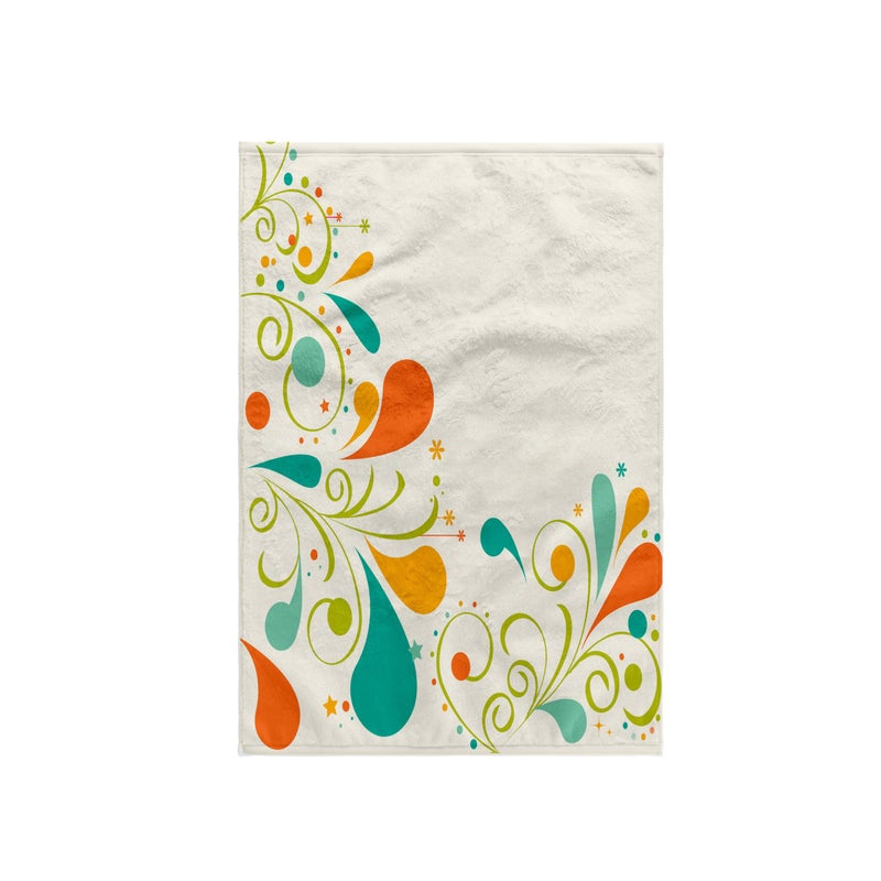 3D Rose Pretty OrangeTurquoise and Green Flourishes with Flowers and Stars Hand Towel 15 x 22 Multicolor