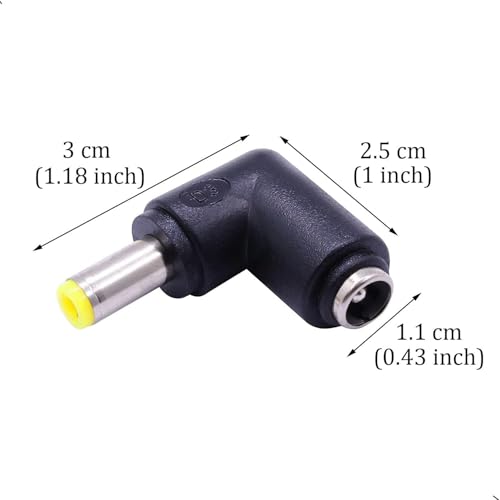 QJZXUEZHEN 2Pcs DC Power Connector Adapter 90 Degree Angle 5.5mm x 2.5mm Male Plug to 5.5mm x 2.1mm Female Jack Coupler Converter (L Type 2.5 to 2.1mm Yellow) - Image 2