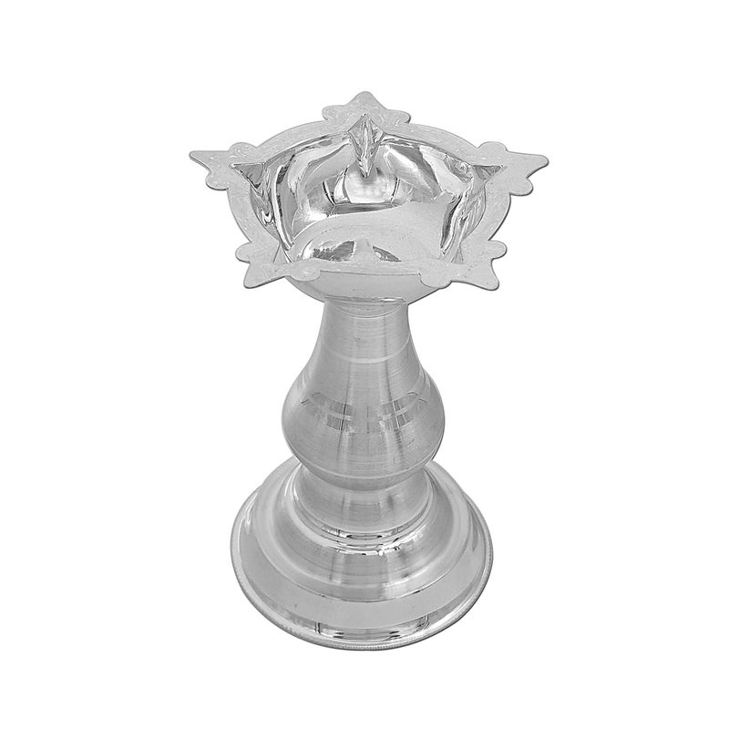 MAA SILVER Pure Silver Diya Samai with Beautiful Unique Design BIS Hallmarked Perfect for Gifting and Pooja Use 925 Purity30 Grams Silver - Image 1