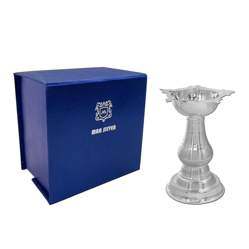 MAA SILVER Pure Silver Diya Samai with Beautiful Unique Design BIS Hallmarked Perfect for Gifting and Pooja Use 925 Purity30 Grams Silver - Image 3