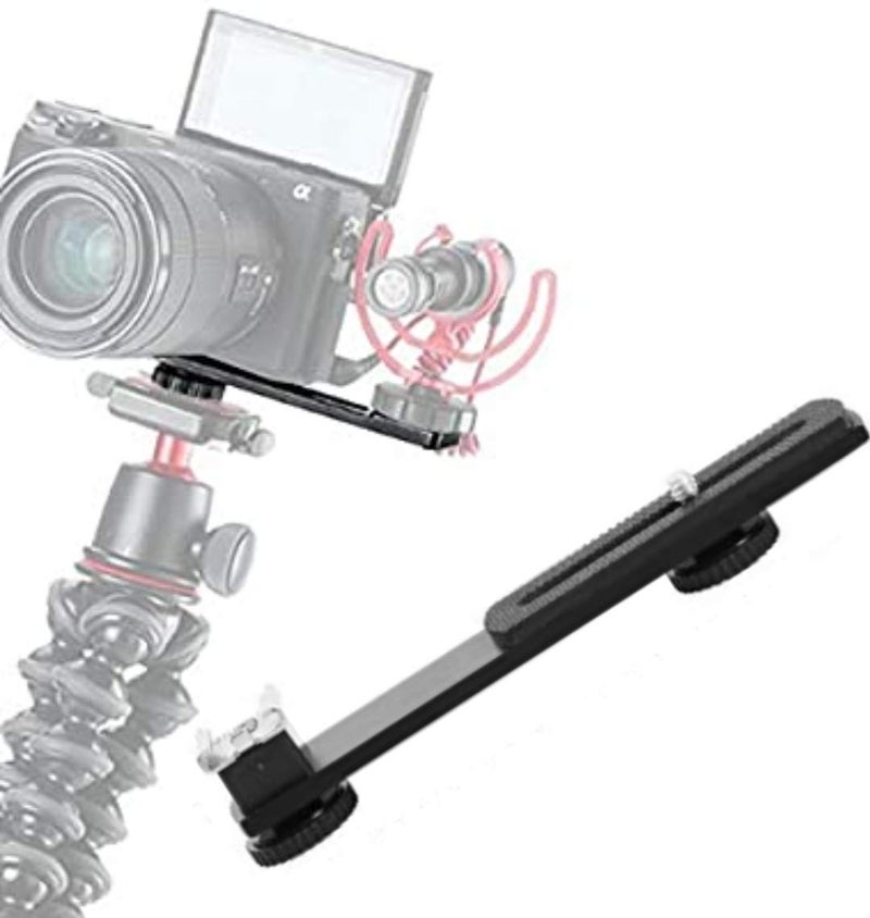VTS Extension Bar Dual Straight Flash,Led Bracket Clamp Rod Hot Shoe Mount for DV Video Light Camera Photo Video Studio Shooting Purpose - Image 1