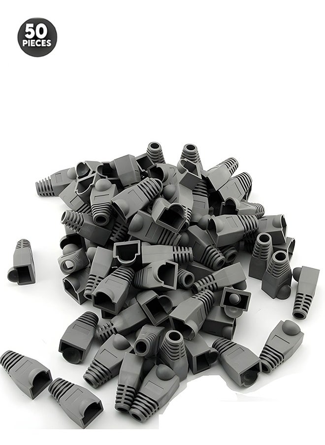 Taimi RJ45 Cable Connector Boots Soft Plastic Ethernet Strain Relief Boots CAT5 CAT5E CAT6 CAT6E 50PCS - Grey  - Image 1