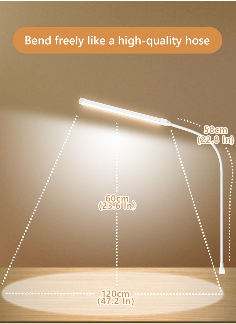 LOOPITYS - LED Desk lamp with Clamp  EyeCaring Clip on Lights for Home Office  3 Modes 10 Brightness  Long Flexible Gooseneck  Metal  Swing Arm Architect Task Table Lamps -- White large size - Image 1