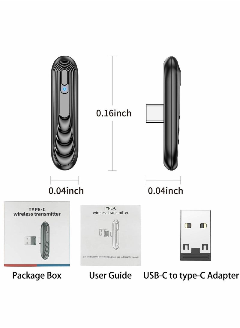 ماركة غير محددة Bluetooth Adapter Compatible with Switch/Lite, Wireless Audio Transmitter APTX Low Latency, Come USB C to A Converter - Black  - Image 2