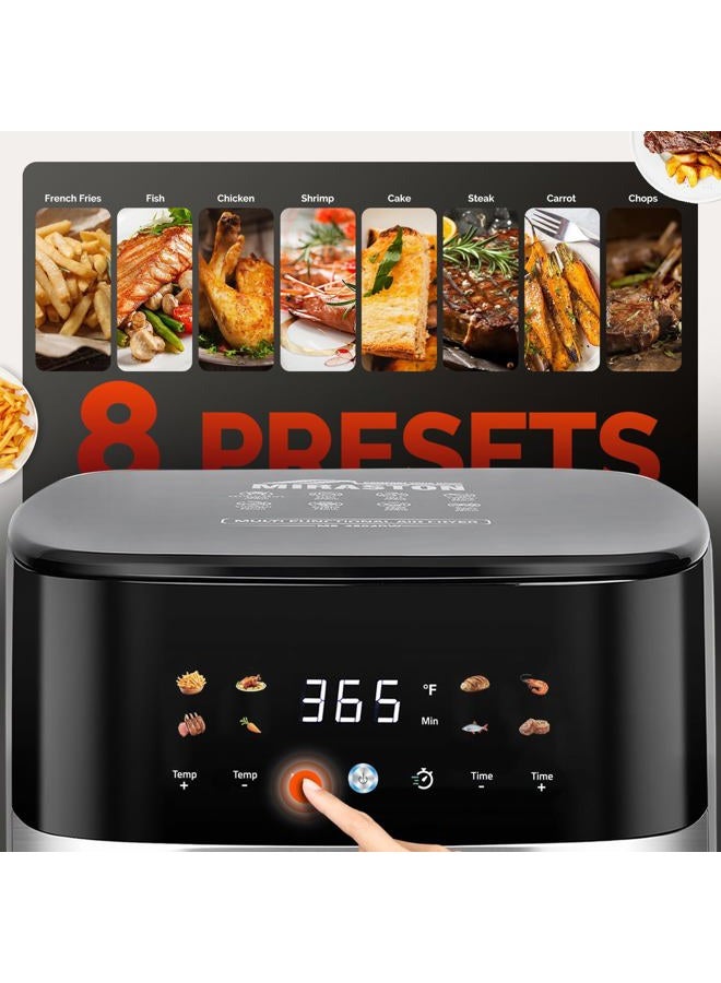MIRASTON 5.8QT Digital Air Fryer with Viewable Window, Adjust Temp & Timer, Air Frying, Reheat, Easy for Frozen Food, Snacks, Dinner, Large Square Basket than Round, Portable for Family & Apartment - Image 2