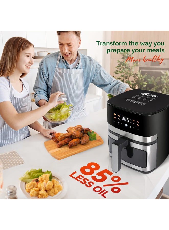 MIRASTON 5.8QT Digital Air Fryer with Viewable Window, Adjust Temp & Timer, Air Frying, Reheat, Easy for Frozen Food, Snacks, Dinner, Large Square Basket than Round, Portable for Family & Apartment - Image 3