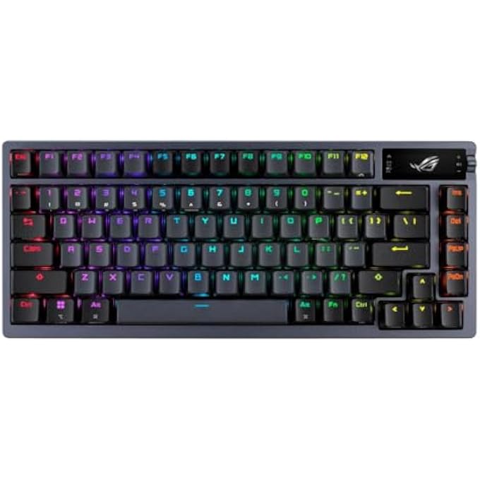 ROG AZOTH 75 WIRELESS DIY CUSTOM GAMING KEYBOARD, OLED DISPLAY, GASKET-MOUNT, THREE-LAYER DAMPENING, HOT-SWAPPABLE PRE-LUBED ROG NX SNOW SWITCHES & KEYBOARD STABILIZERS, PBT KEYCAPS, RGB - Image 1