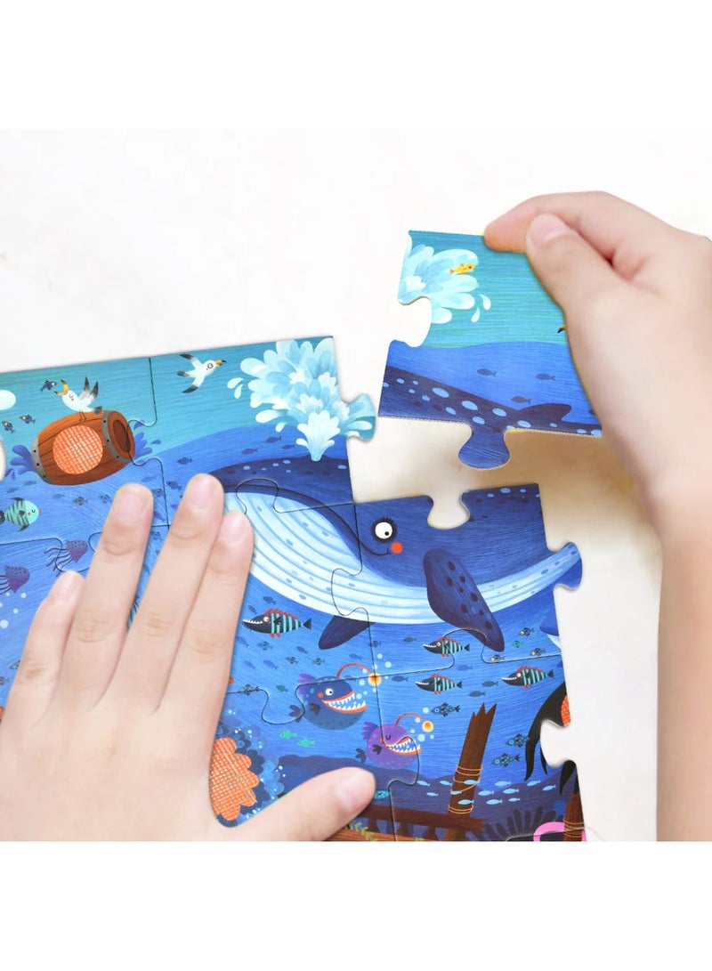 MiDeer Secret Puzzle – Ocean Theme 35-Piece Jigsaw Puzzle for Kids Age 3+ – Magic Hidden Image Puzzle with Red Glasses – Educational Sea Adventure Toy – 40 x 60 cm - Image 3