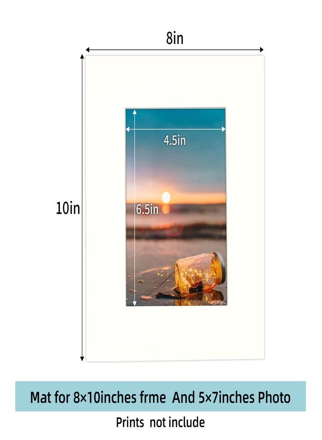 HOTUO 10 Pack Acid Free Ivory Picture Frame Mats, Pre-Cut 8x10 Picture Mats with Ivory Core Bevel Cut for 5x7 Photo, Signature Friendly 4 Ply Thickness Photo Mat for Frames/Artwork/Prints/Pictures - Image 2